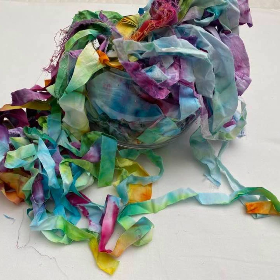 Tie dye fabric ribbon scraps
