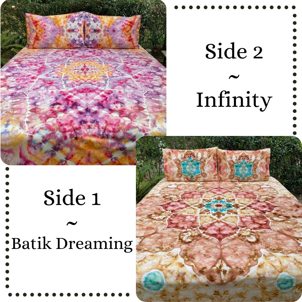 Artisan Double sided  |  hand dyed doona cover  |  Infinity + Batik Dreaming