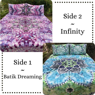 Artisan Double sided  |  hand dyed doona cover  |  Infinity + Batik Dreaming