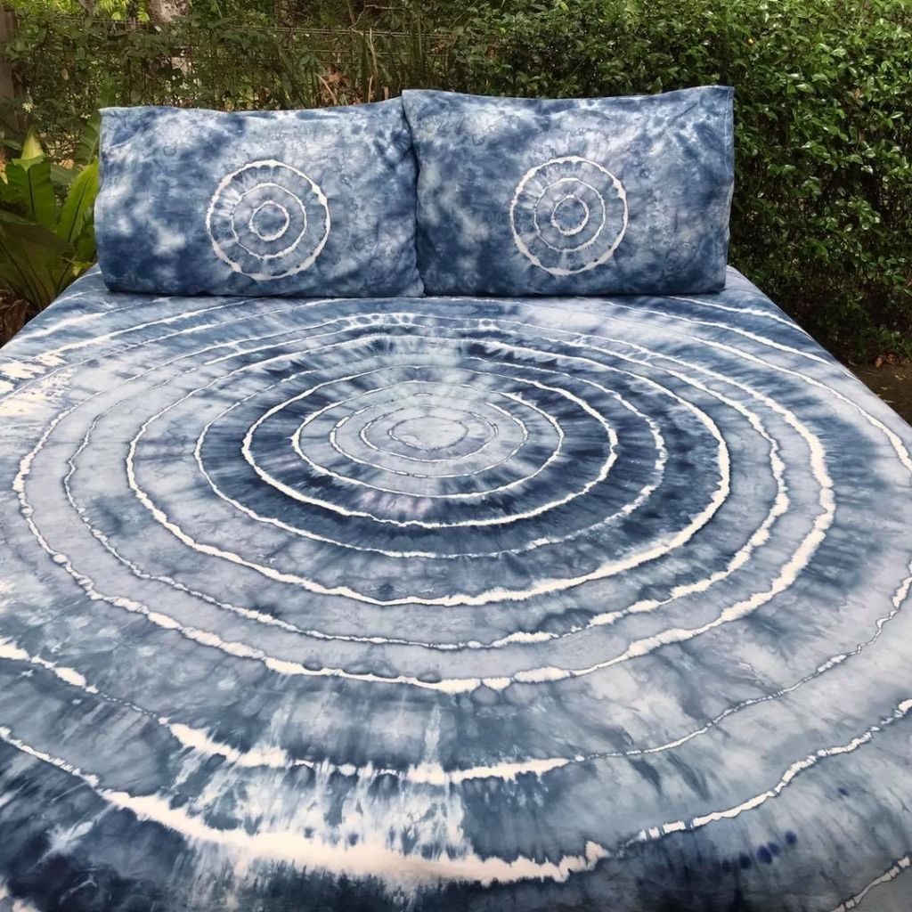 navy blue bullseye tie dye bed