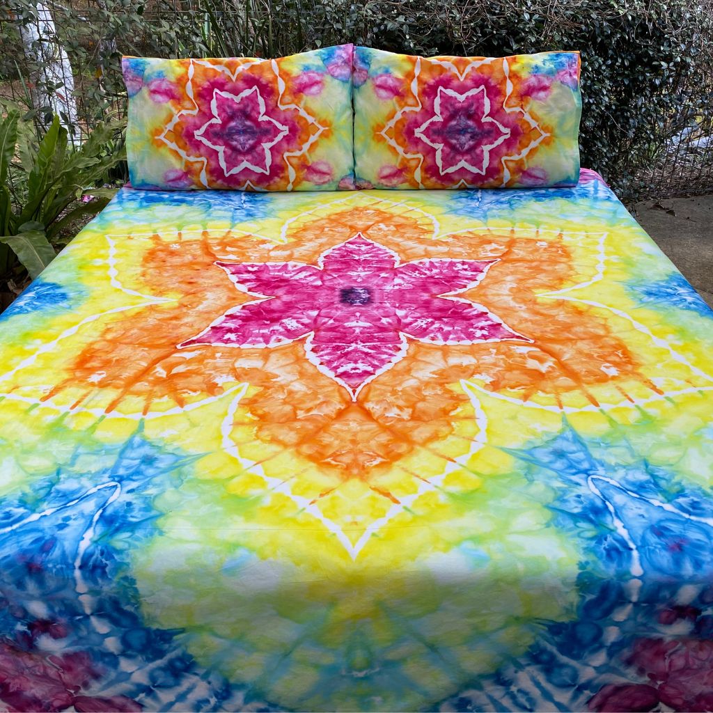 tie dye rainbow bed