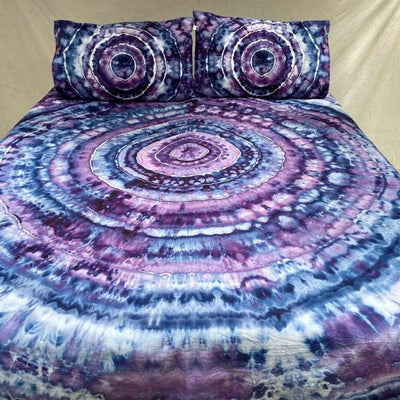 dark blue and dark purple tie dye bed